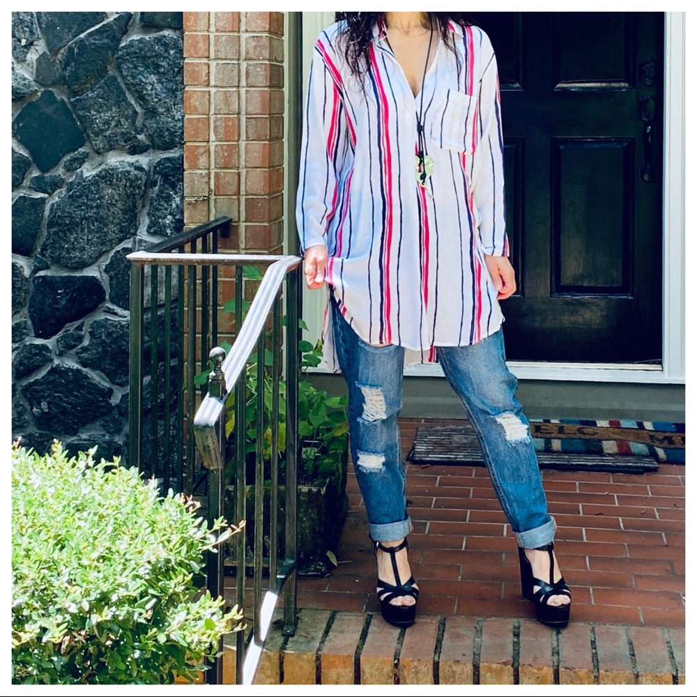 Chic white loose fit striped tunic - Picture 5 of 10